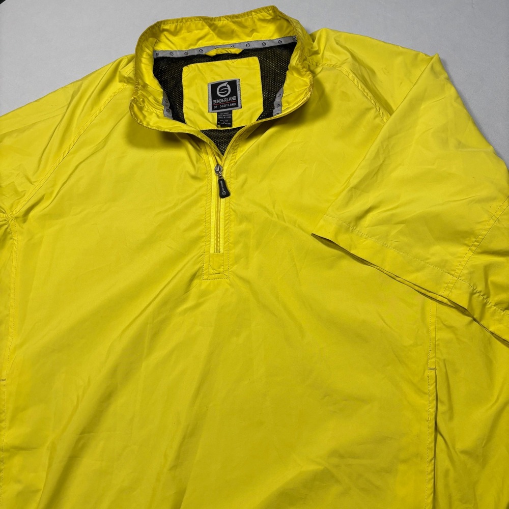 Sunderland of Scotland Windshirt Mens L Yellow 1/4 Zip Short Sleeve Golf